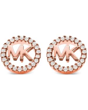 Michael Kors Pendientes Con Placa Del Logo Y Apliques En Pavé - Rosa