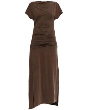 IRO Vestido Midi Excess Fruncido - Marrón