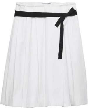 Prada Gegabardine Rok Met Ceintuur - Wit