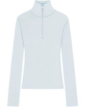 Courreges Zipped Mock-Neck Sweater - White