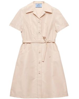 Prada Robe Chemise En Faille - Natural