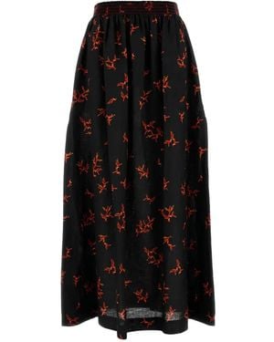 Fendi Printed Elastic-Waist Skirt - Black
