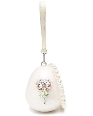 Simone Rocha Micro Pearl Egg Clutch Bag - White