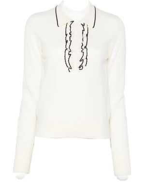forte_forte Polo Con Ribete De Volantes - Blanco