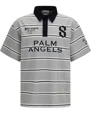 Palm Angels Gestreiftes Poloshirt - Grau
