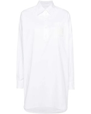 Moschino Logo-Patch Cotton Shirtdress - White