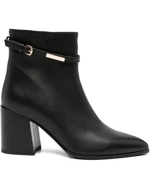 ADRIANNA FERETTI Buckle-Detail Pointed-Toe Ankle Boots - Black