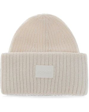 Bogner Larah Ribbed-Knit Logo-Patch Beanie Hat - Natural