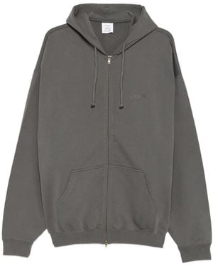 Vetements Embroidered Zip Hoodie - Grey