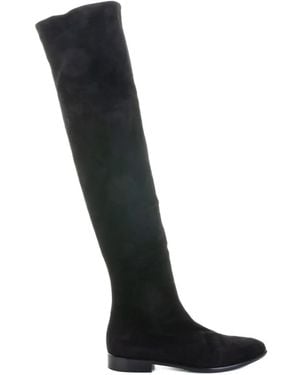 Lorenzo Masiero Suede Over-The-Knee Boots - Black
