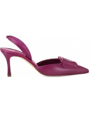 Manolo Blahnik Maysli Buckle-Detail Slingback Court Shoes - Pink