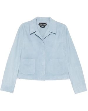 Tom Ford Jacket With Collar And Patch Pockets - Blue