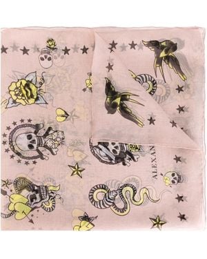 McQueen Skull Tattoo Scarf - Pink