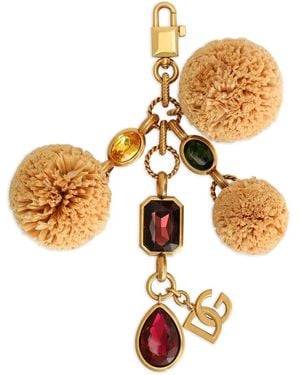 Dolce & Gabbana Pom-Pom Charm Keychain - White