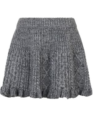 RED Valentino Falda Midi Con Volantes - Gris