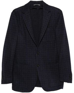 Canali Checked Two-Button Blazer - Blue