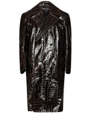 Junya Watanabe Crocodile-Effect Double-Breasted Coat - Black