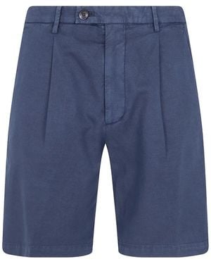 Michael Coal Pleated Linen Shorts - Blue