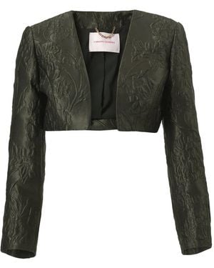 Carolina Herrera Floral Cloqué Jacquard Bolero Jacket - Black