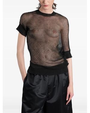 Junya Watanabe Sheer-Knit Asymmetric T-Shirt - Black