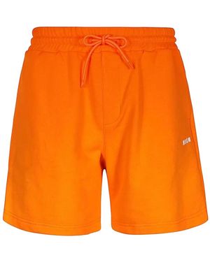 MSGM Short En Coton À Taille Élastiquée - Orange