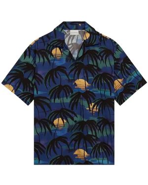 PROBUS Palmiers-Print Short-Sleeved Shirt - Blue