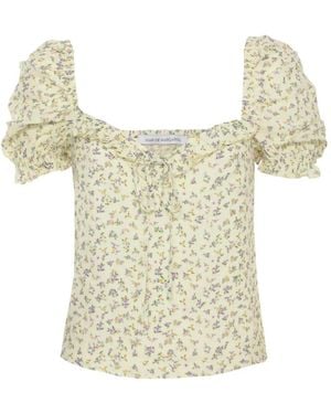Mar De Margaritas Letizia Floral-Print Ruffled Blouse - White