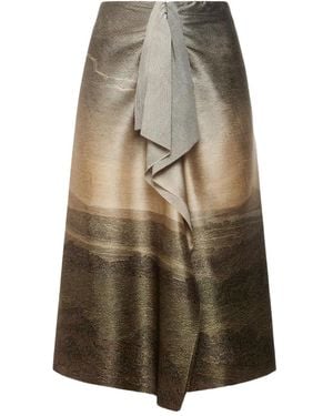 Pierre Louis Mascia Ruffle-Detail Midi Skirt - Green