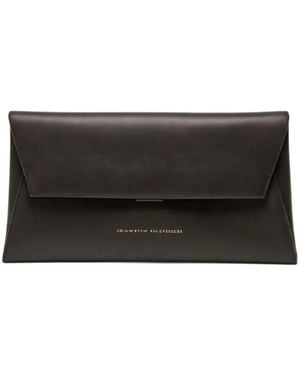 Brunello Cucinelli Leather Envelope Clutch Bag - Black
