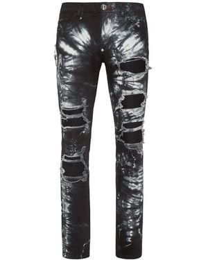 Philipp Plein Denim Trousers Rock Star Fit - Grey