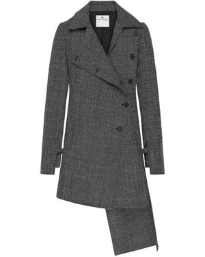 Courreges Asymmetrical Woollen Coat - Grey