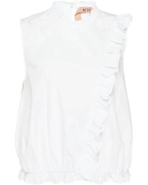 N°21 Ruffle-Trimmed Sleeveless Blouse - White