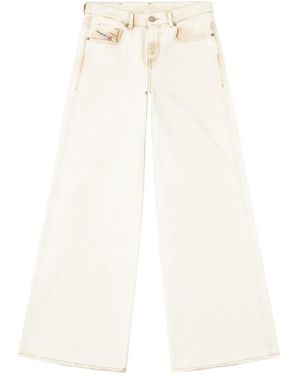 DIESEL Off- Wide Leg Bleach-Effect Jeans - White