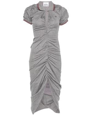Vivienne Westwood Pulling Ruched Asymmetric Midi Dress - Grey