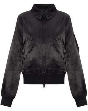 Y-3 Satin Zip-Up Bomber Jacket - Black