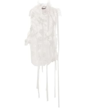 Róisín Pierce Flower-Embellished Ribbon Blouse - White