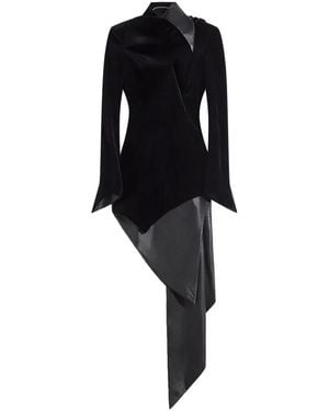 Mugler Asymmetric Velvet Dress - Black