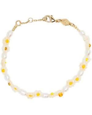 Anni Lu Daisy Flower Pearl Bracelet - Metallic