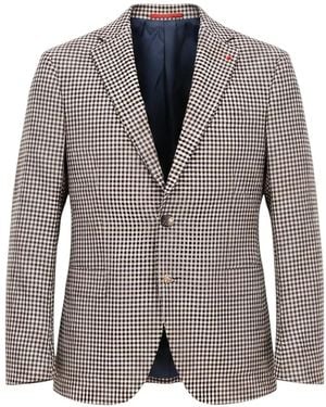 Isaia Gingham-Check Blazer - Gray