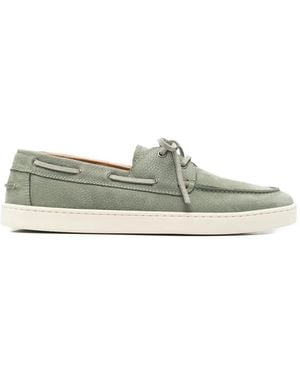 Henderson Lace Up Leather Boat Shoes - Green