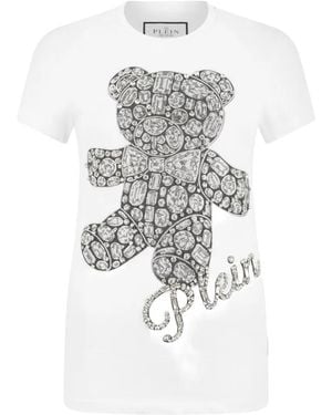 Philipp Plein Sexy Pure Fit T-Shirt Teddy Crystal - White
