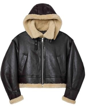 Purple Brand Hooded Shearling Jacket - Black