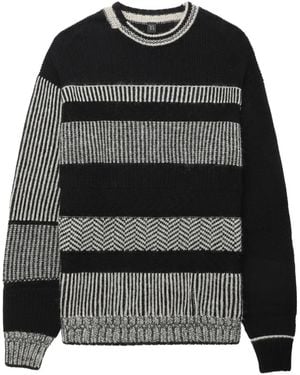 Y's Yohji Yamamoto Striped Paneled Sweater - Black