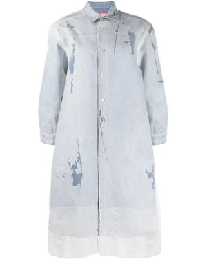 DIESEL Distressed Denim Shirt Dress - Blue