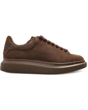 McQueen Skull-Print Suede Sneakers - Brown
