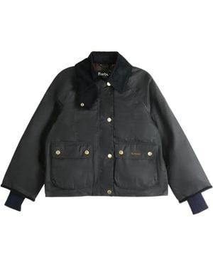 Barbour Beadnell Corduroy-Collar Cropped Jacket - Black