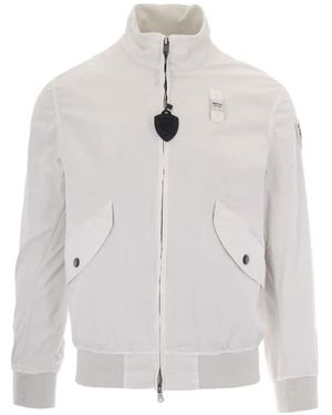 Blauer Logo-Patch Zip-Up Jacket - White