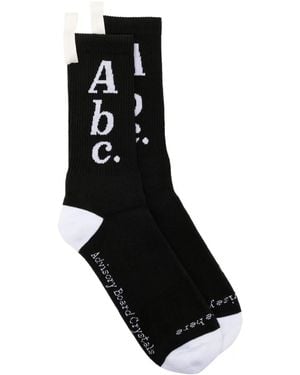 Advisory Board Crystals Logo-Print Cotton-Blend Socks - Black