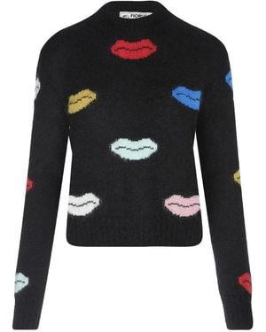 Fiorucci Lips-Motif Intarsia-Knit Jumper - Black