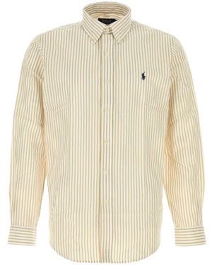 Polo Ralph Lauren Katoenen Overhemd Met Geborduurd Logo En Verticale Streep - Wit